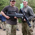 Members of The Household Cavalry Mounted Regiment enjoying laser combat at Battlefield Live in Pembrokeshire