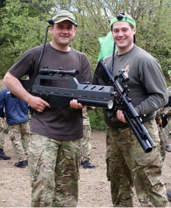 Members of The Household Cavalry Mounted Regiment enjoying laser combat at Battlefield Live in Pembrokeshire
