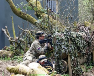 Members of The Household Cavalry Mounted Regiment enjoying laser combat at Battlefield Live in Pembrokeshire